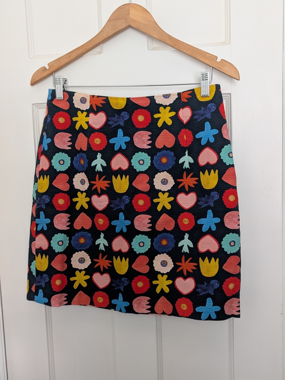 Gorman Navy Mini Skirt with Multicolor Floral & Heart Print